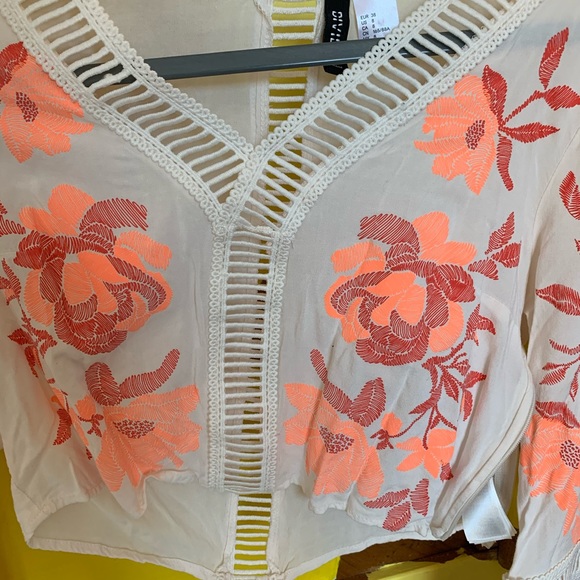 H&M Floral Crop Sheer Shirt - Picture 7 of 8